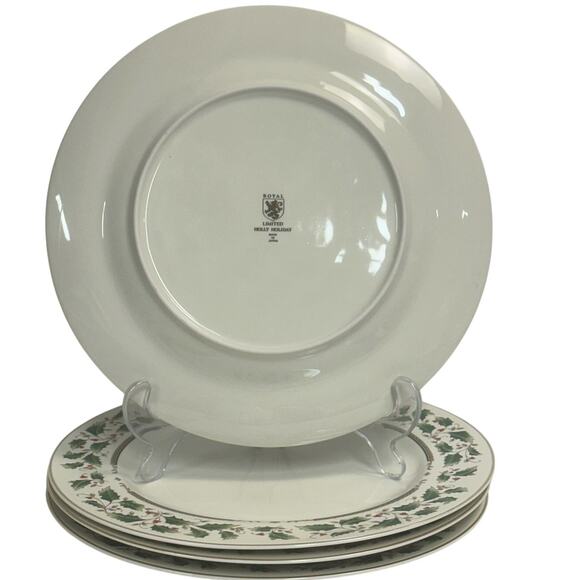 Royal Limited Japan 'Holly Holiday' Dinner Plates-Elegant and Rare-Set of 4 - Picture 6 of 7